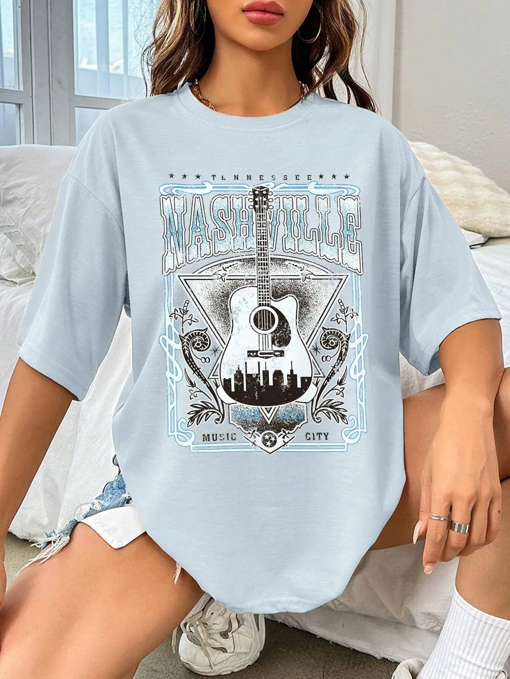 Guitar Graphic Round Neck Half Sleeve T-Shirt, image 4