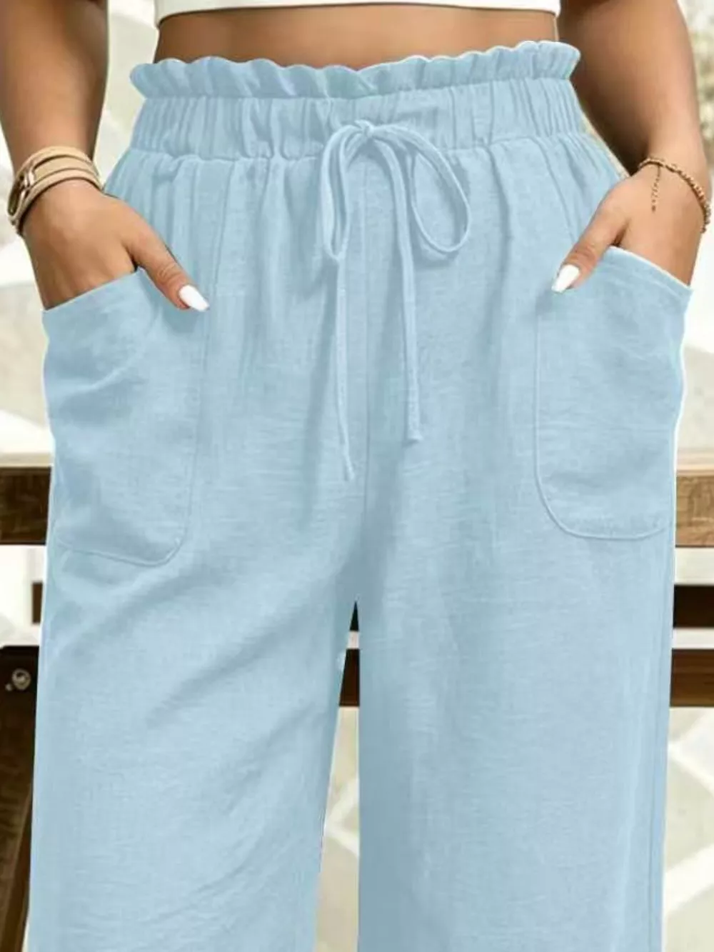 High-Waisted Drawstring Capris, image 8