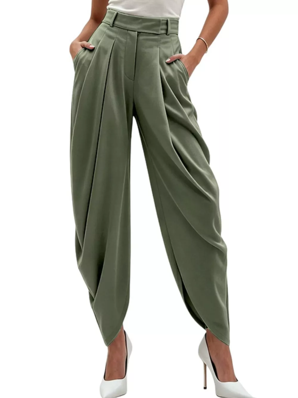 High-Waisted Pleated Drape Pants, image 12
