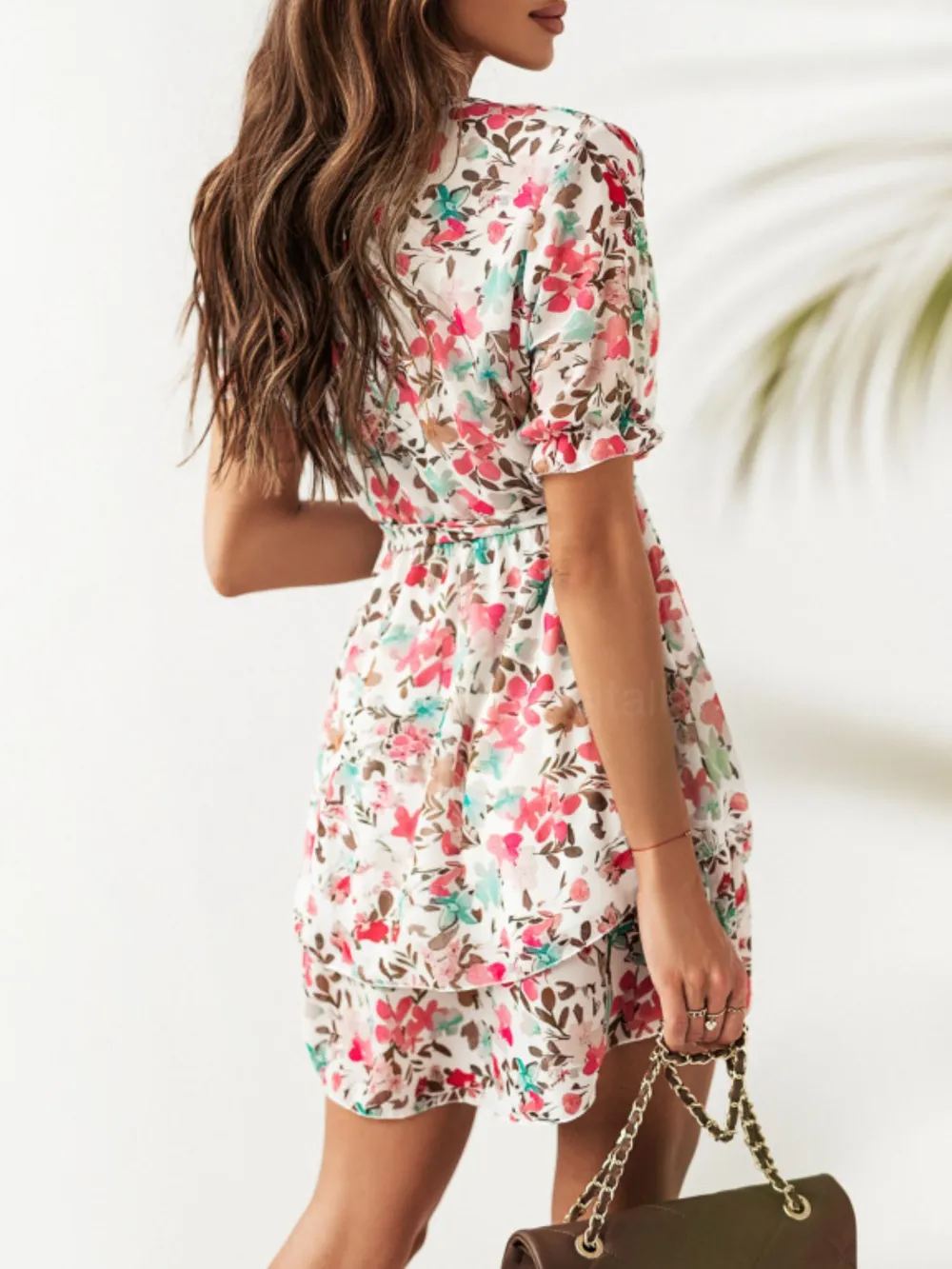 Floral Layered Mini Dress with Ruffle Hem, image 3