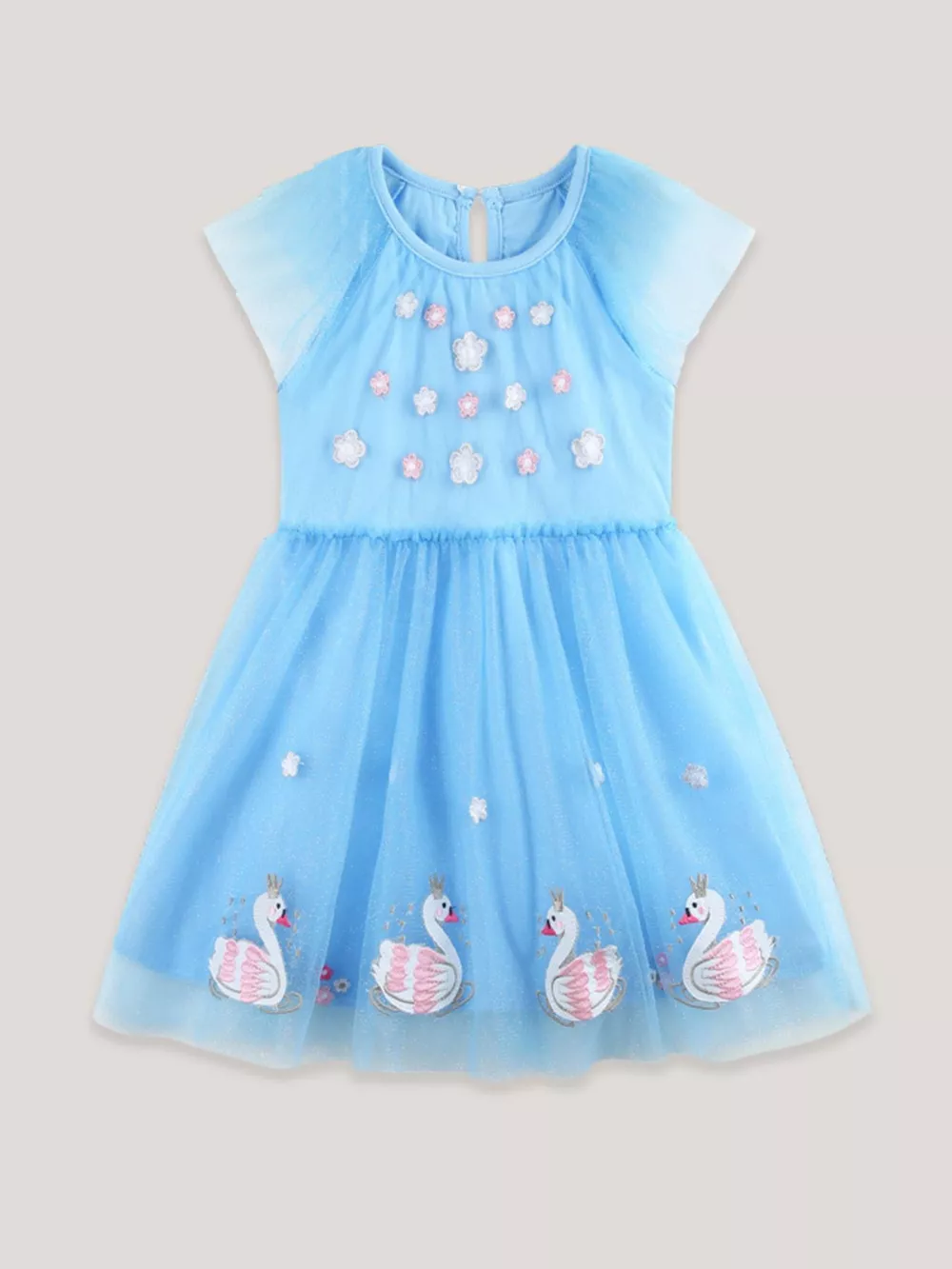 Children's Swan Embroidered Tulle Dress, image 2