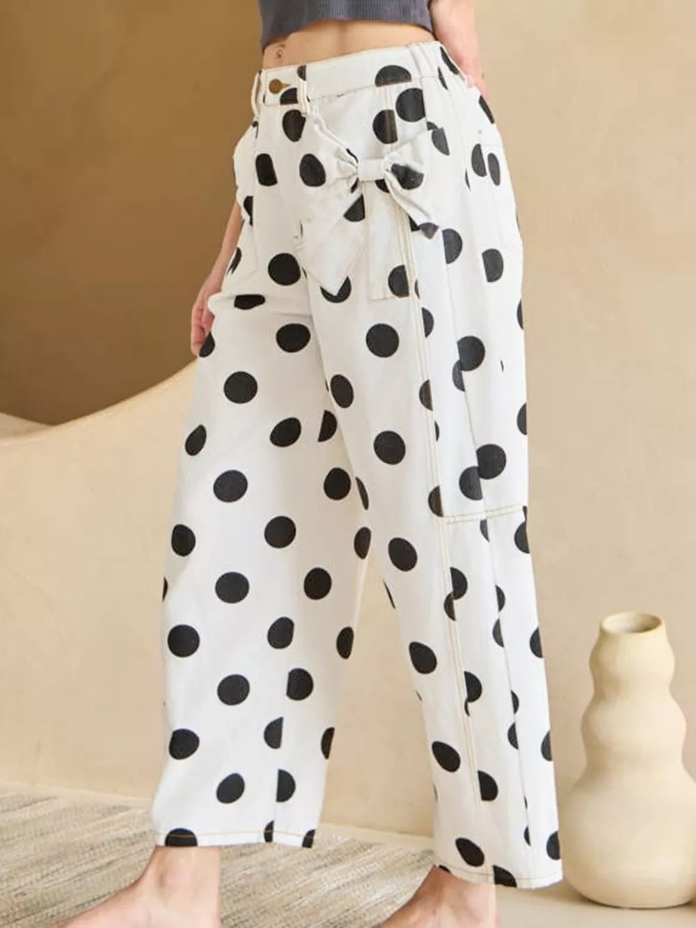 Polka Dot High-Waisted Jeans, image 3