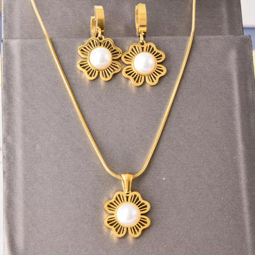 18K Gold-Plated Flower Jewelry Set, image 4