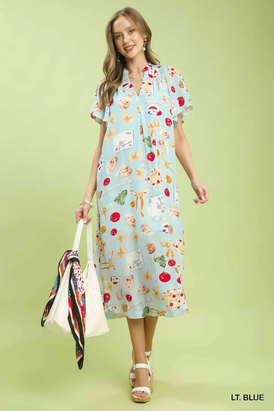 Abstract Print Flutter Sleeve Midi Dress, image 5
