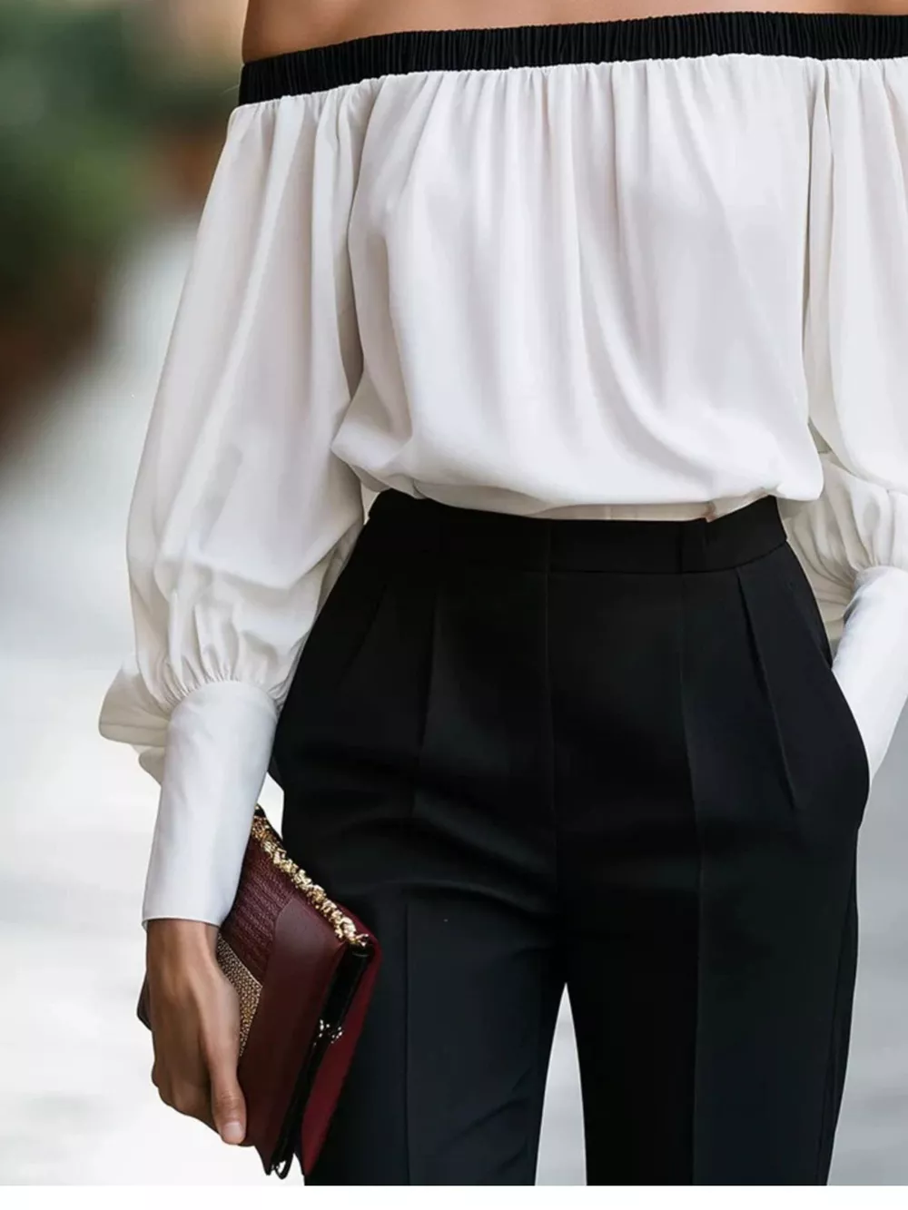 Off-Shoulder Lantern Sleeve Blouse, image 3