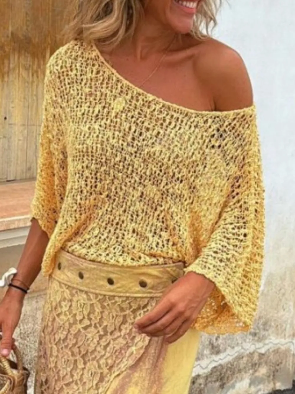 Crochet Boat Neck Knit Cover Up, image 6