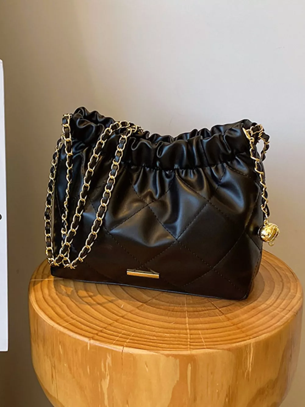 Quilted Ruched Chain Shoulder Bag, image 4