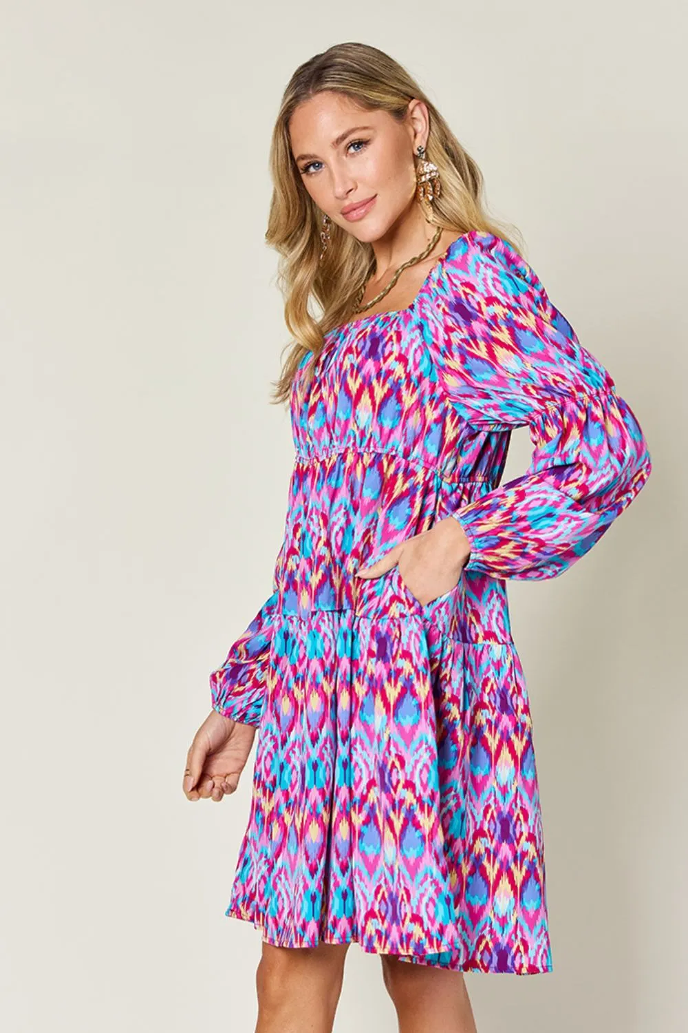 Full Size Printed Long Sleeve Dress, image 10