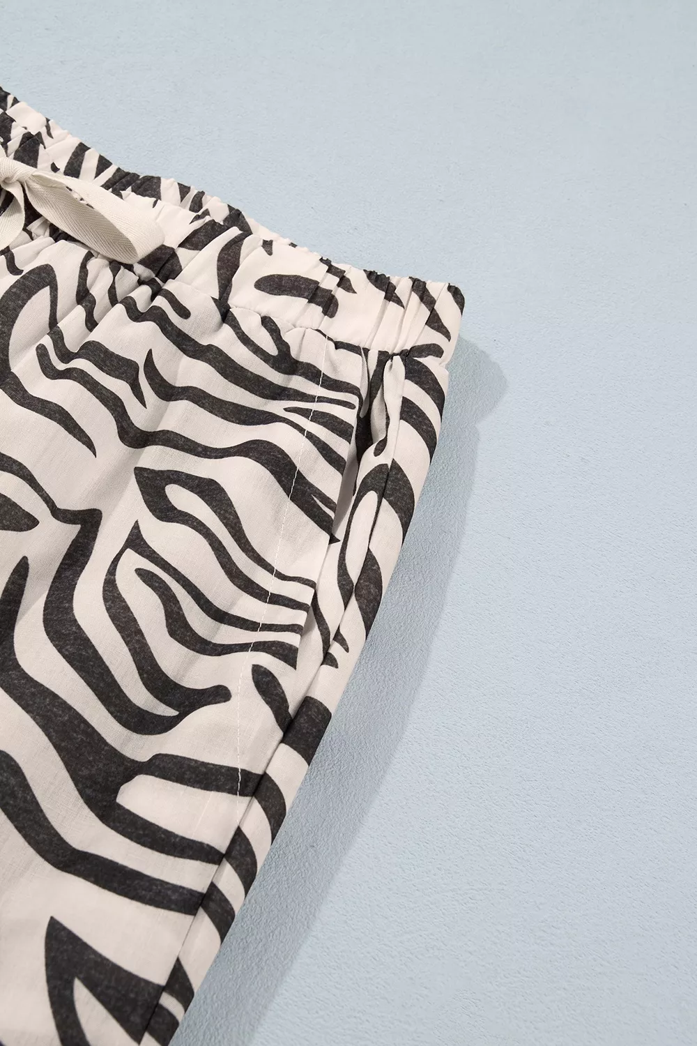 Multicolour Western Print Zebra Pattern Elastic Waist Pocket Pants, image 13