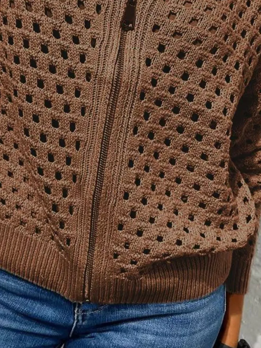 Full Size Crochet Knit Zip-Up Cardigan Plus Size, image 18