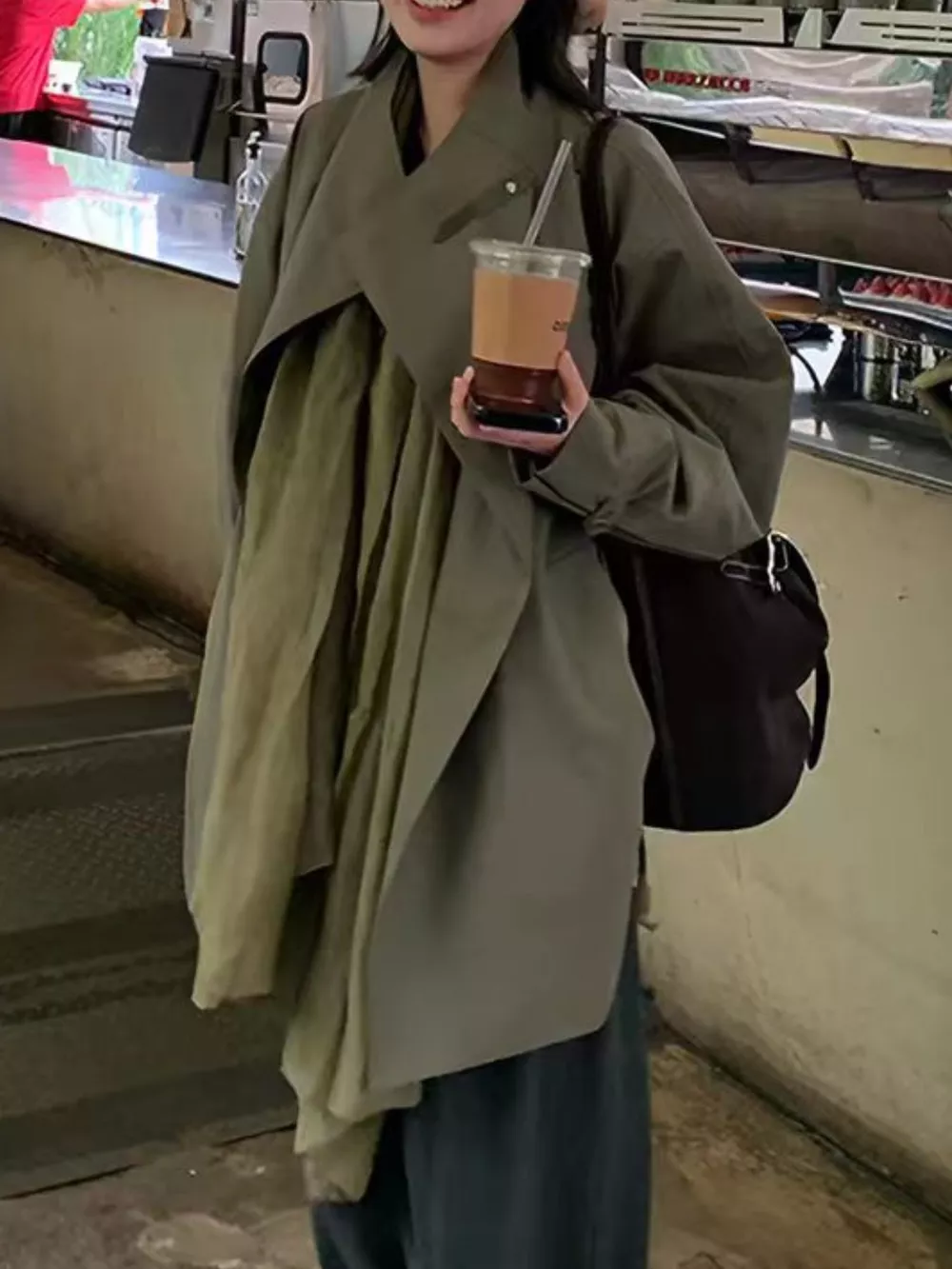 Open Front Long Sleeve Trench Coat, image 5