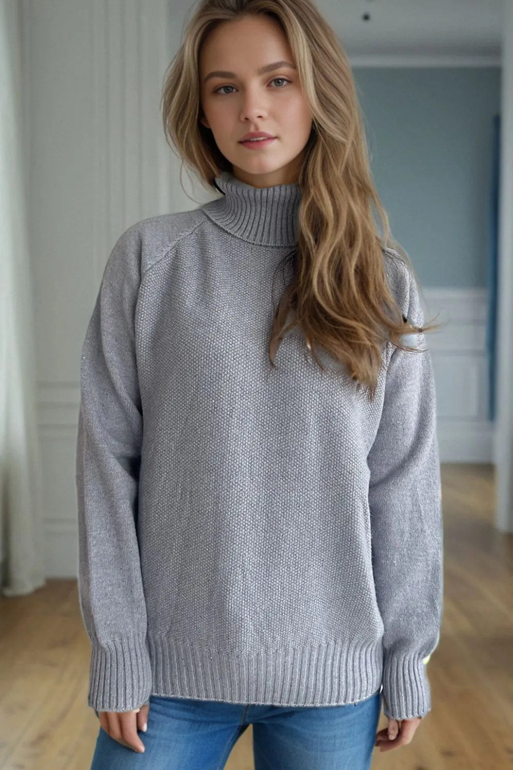 Ribbed Turtleneck Raglan Sleeve Sweater, image 5
