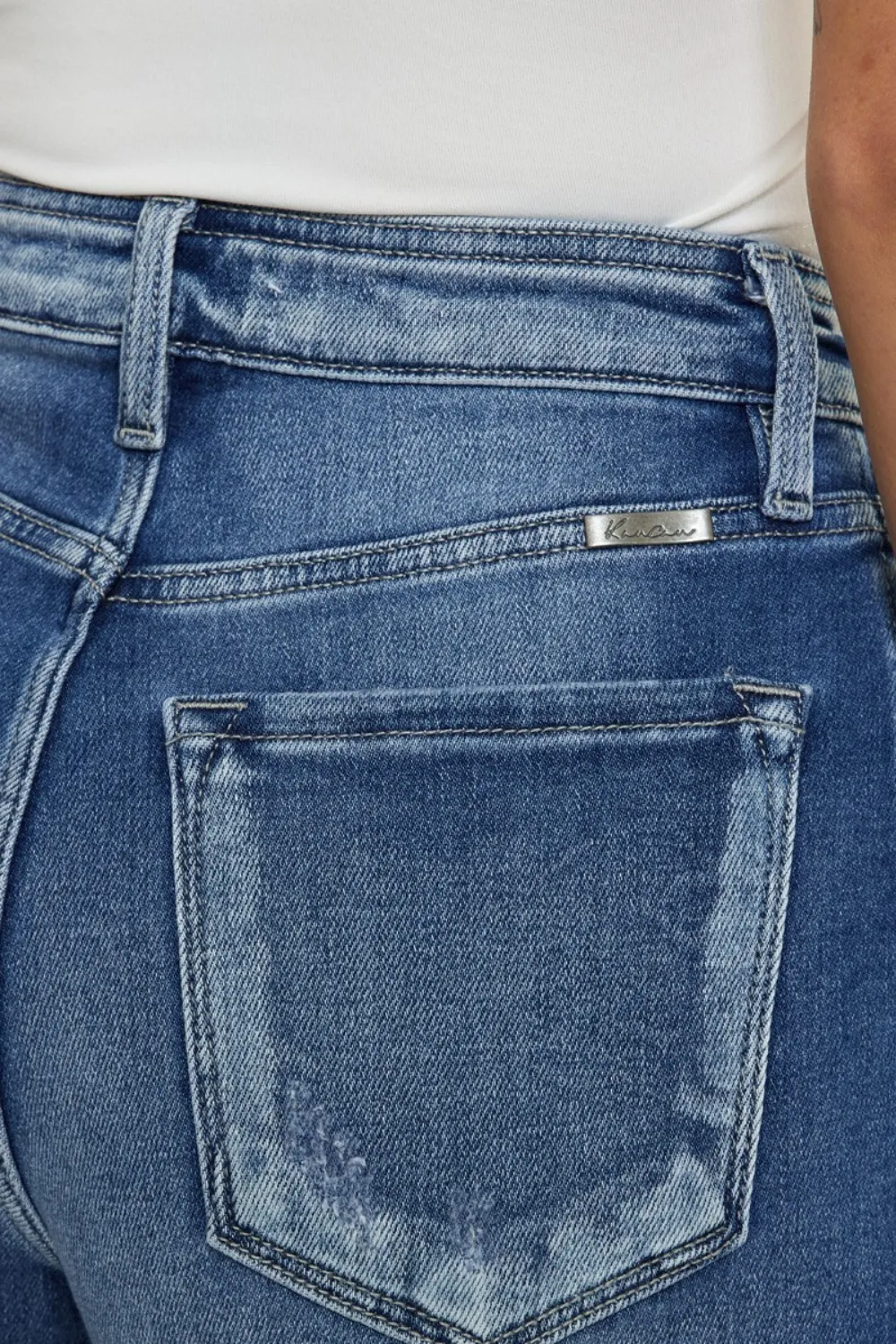 Button Fly High Rise Raw Hem Denim Shorts, image 7