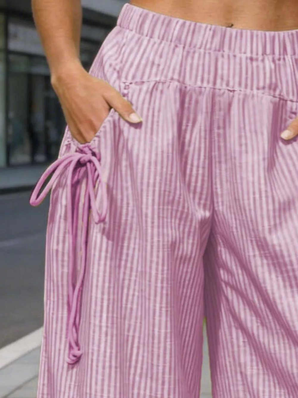 Full Size High-Waisted Striped Wide-Leg Pants Plus Size, image 6
