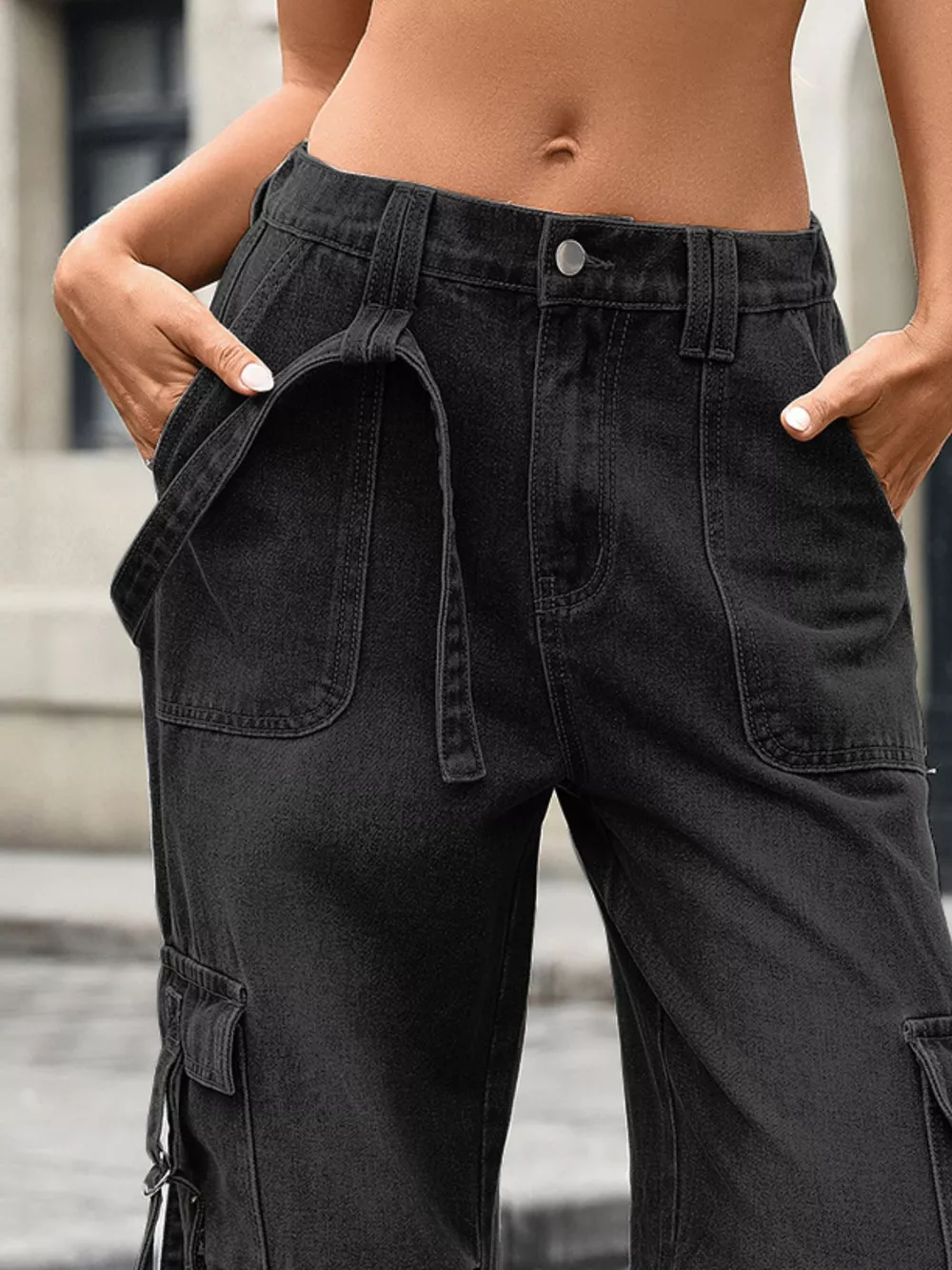 Wide Leg Cargo Jeans, image 9