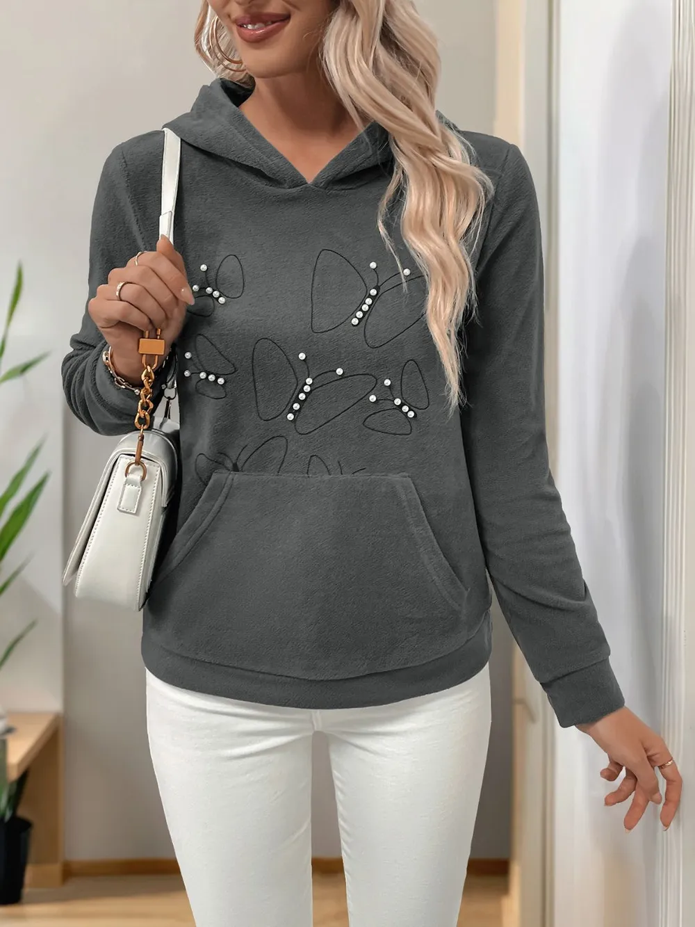 Pearl Butterfly Long Sleeve Hoodie, image 5