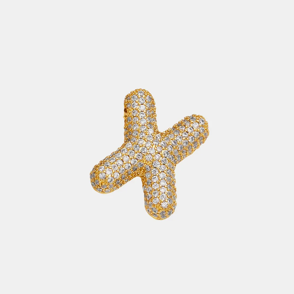 Inlaid Zircon Bubble Initial Necklace, image 5