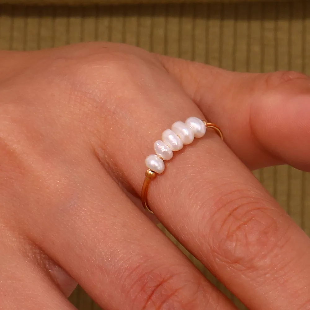 18K Gold-Plated Baroque Pearl Ring, image 5
