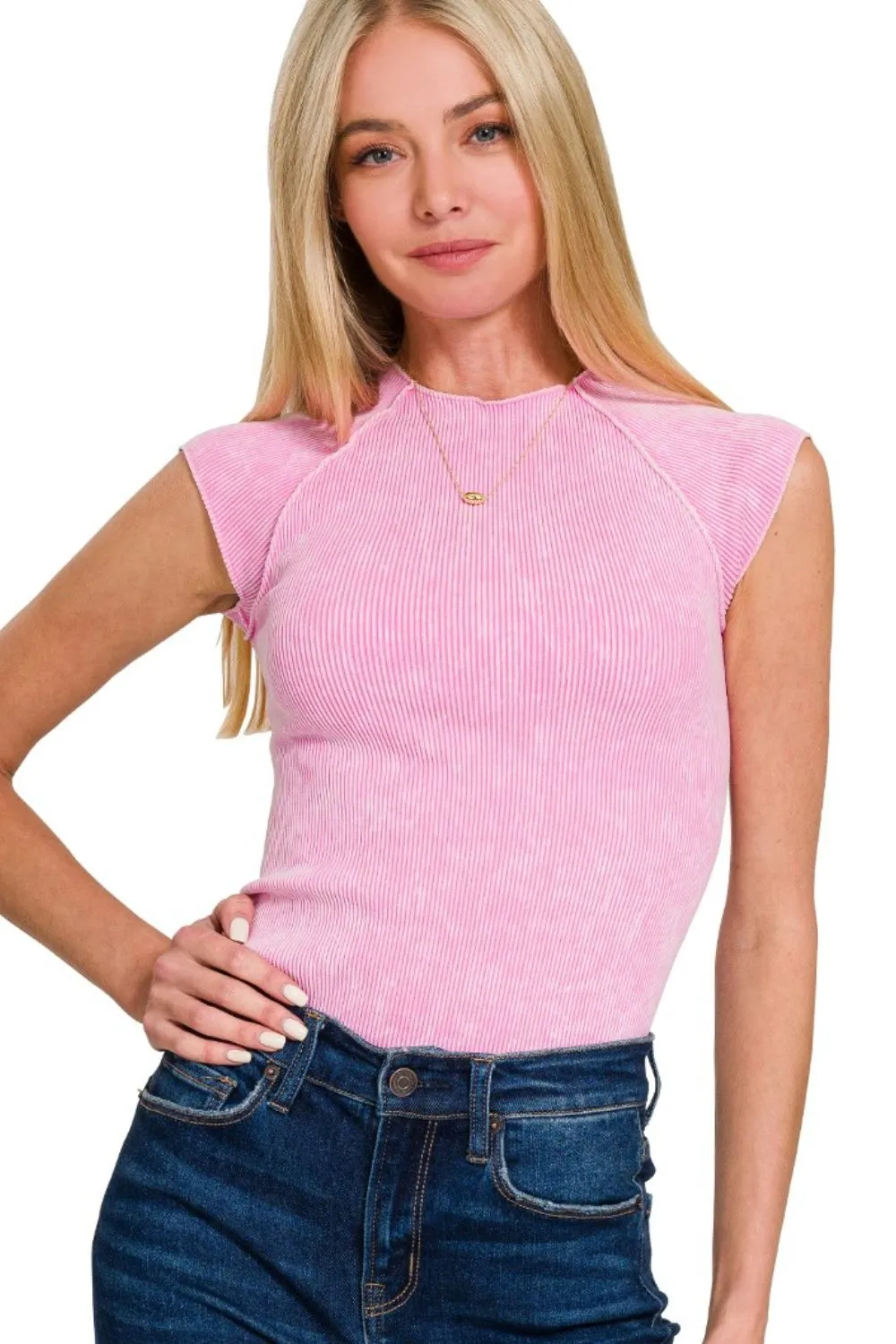 Stone Washed Ribbed Seamless Top