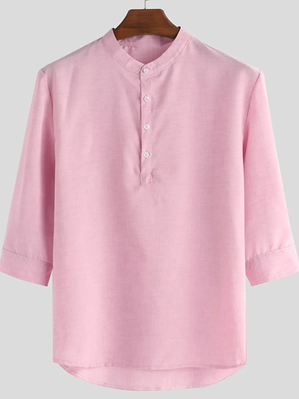 Men's Full Size Casual Button Detail Blouse Plus Size, image 3