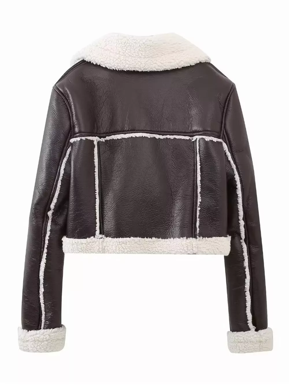 Collared Neck Long Sleeve Plush Cropped Jacket, image 6