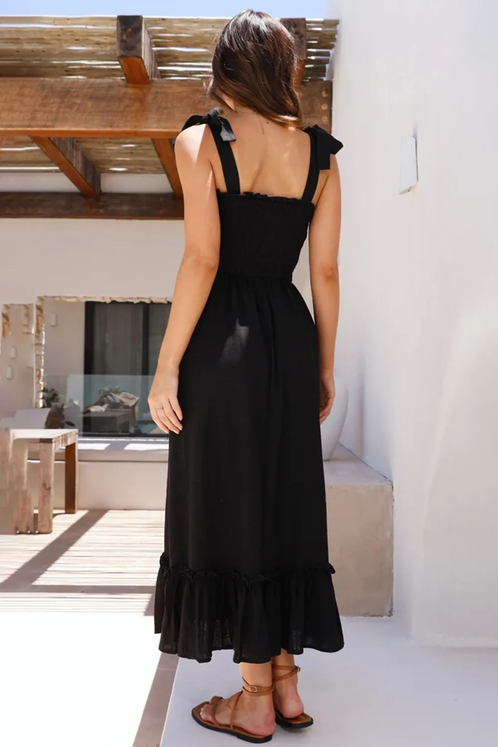 Ruffled Smocked Ruffle Hem Sleeveless Dress, image 13