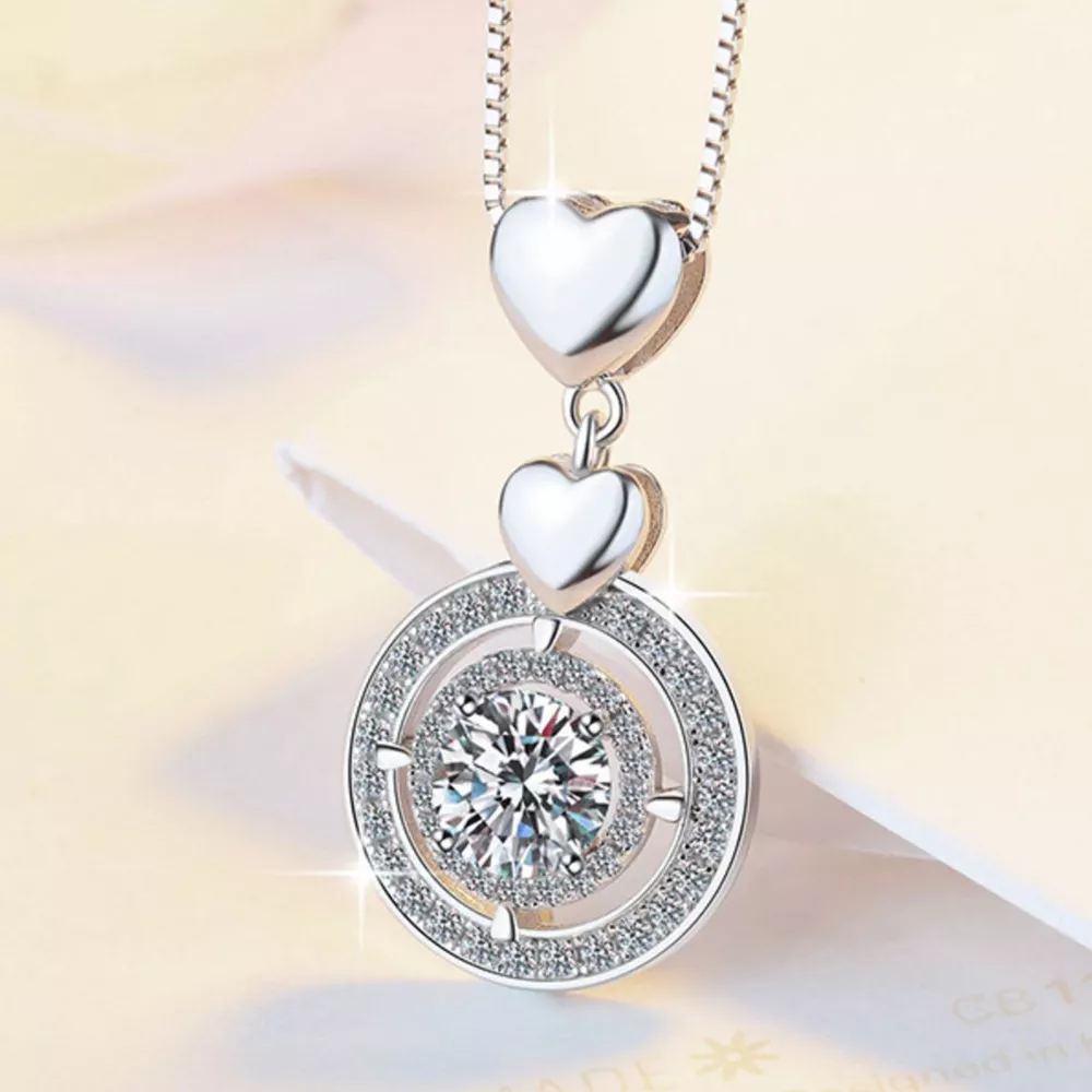 2 Carat Moissanite 925 Sterling Silver Pendant Necklace, image 3