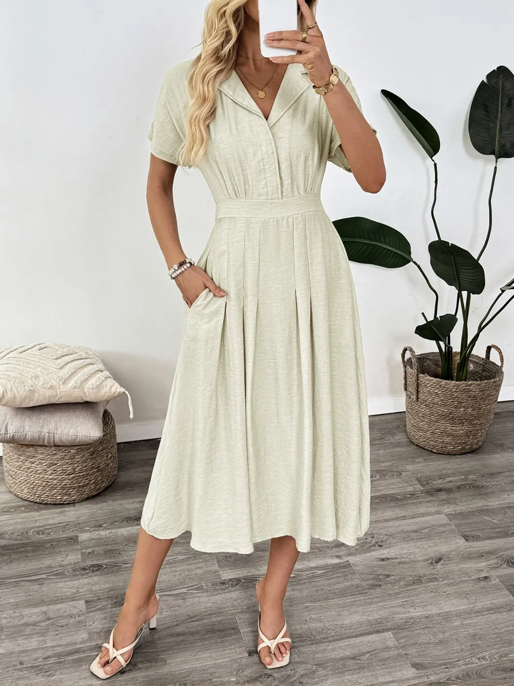 Short Sleeve Midi Dress with Pockets, image 7