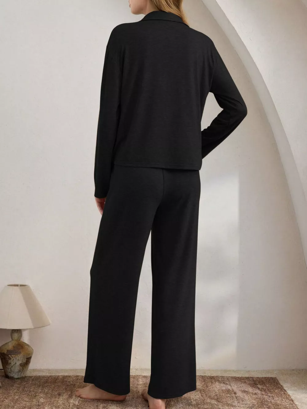 Button-Down Top and Wide-Leg Pants Lounge Set, image 12
