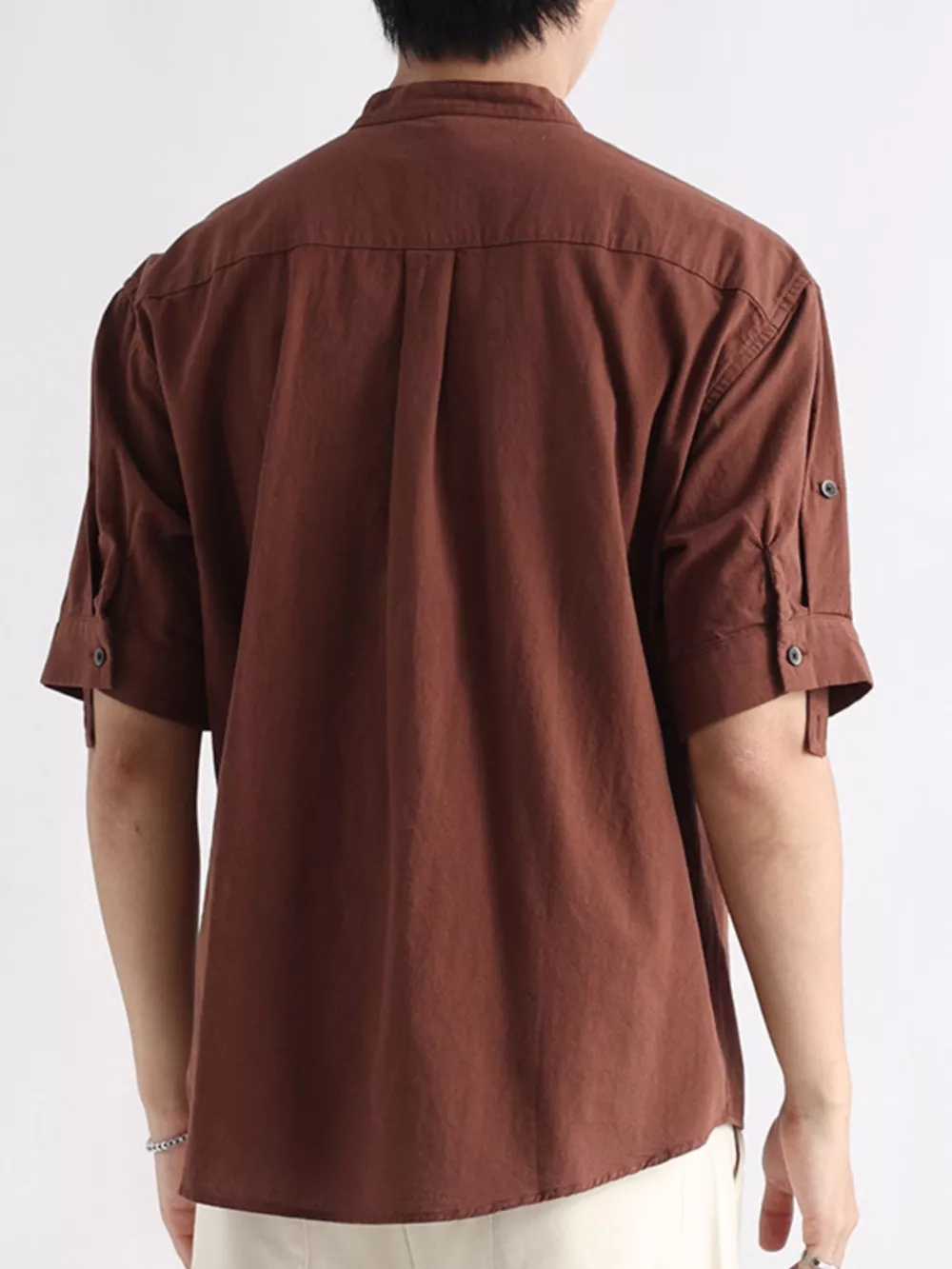 Men's Plus Size Button Detail Short Sleeve Blouse, image 3