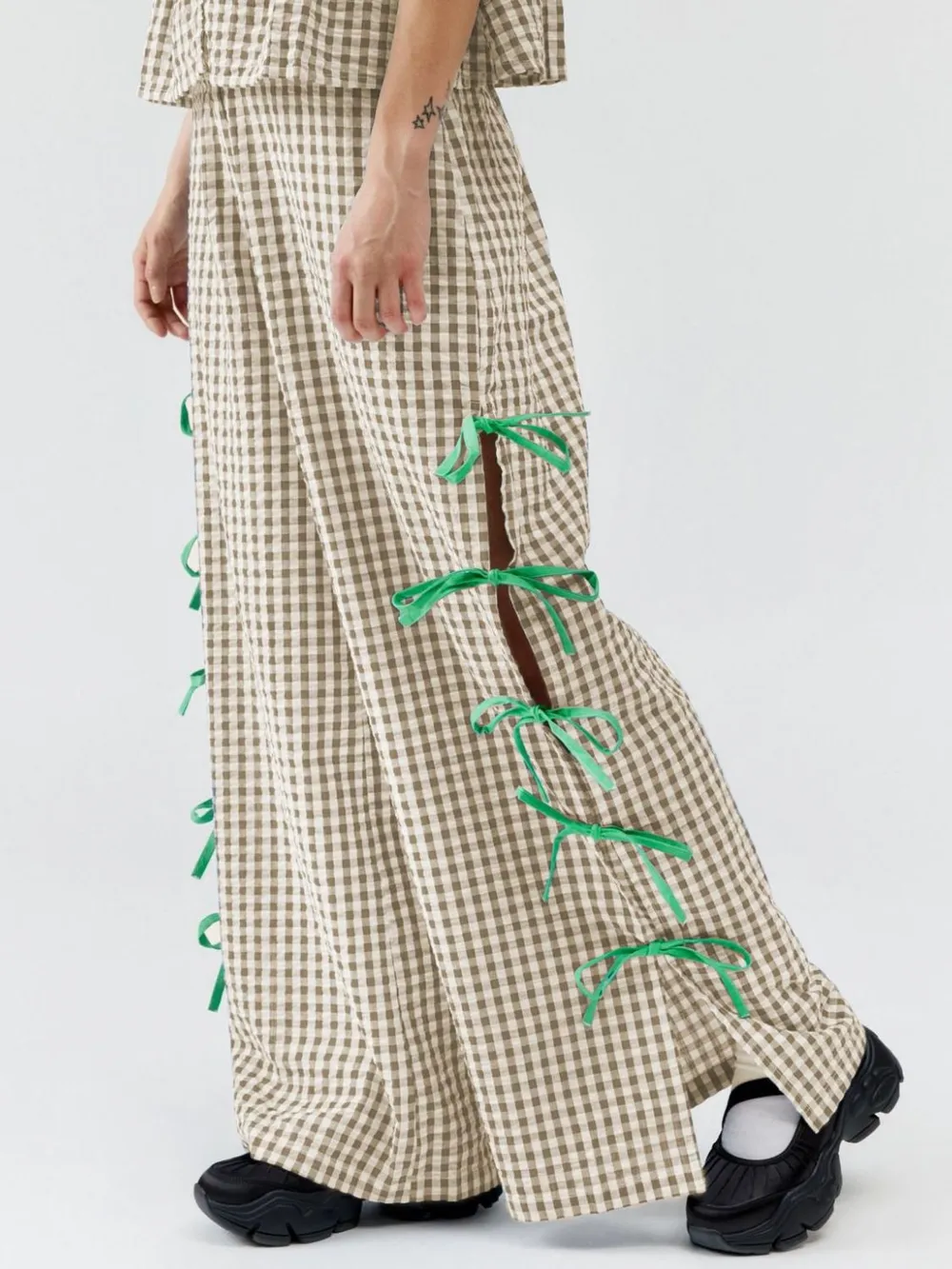 Side Tied Plaid Pants, image 6