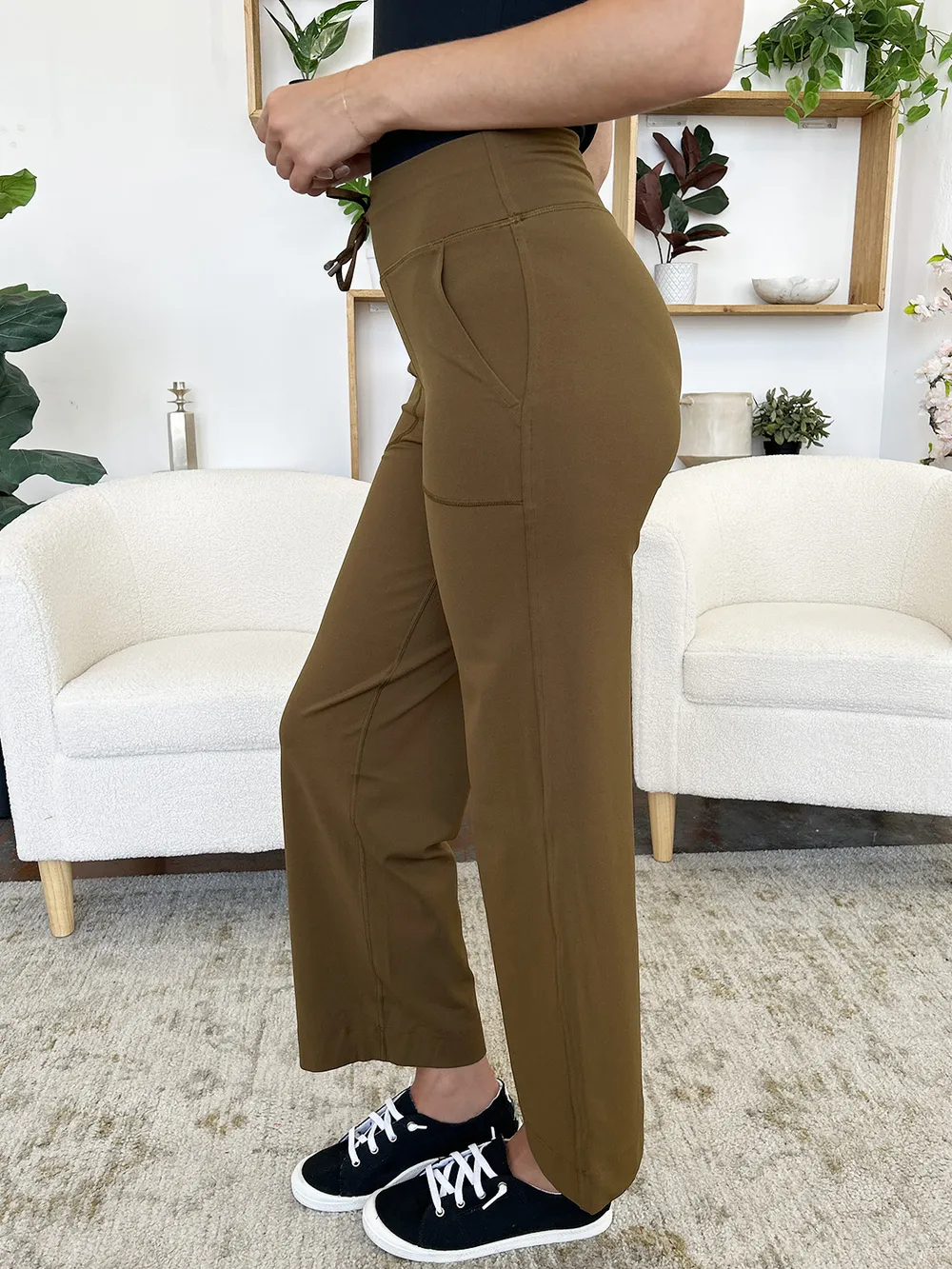 Drawstring Waist Wide Leg Sports Pants with Pockets, image 8
