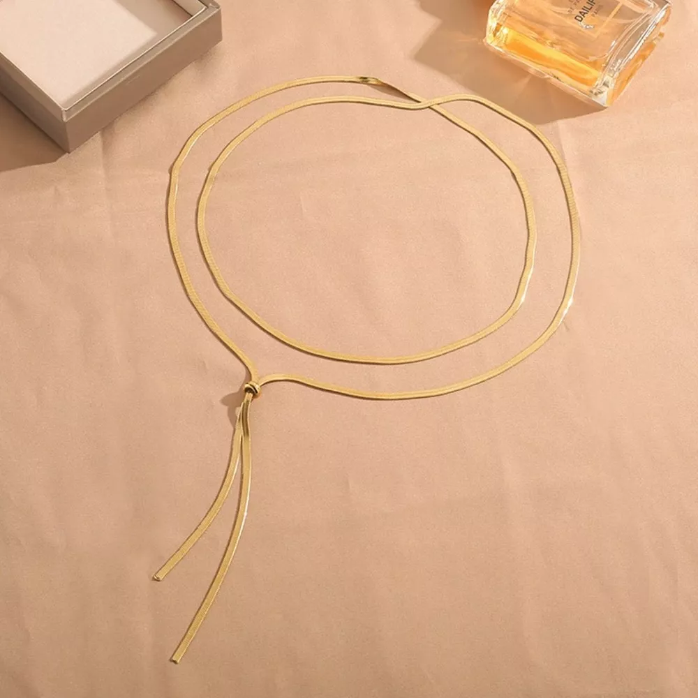 Layered Snake Chain Y Necklace, image 2
