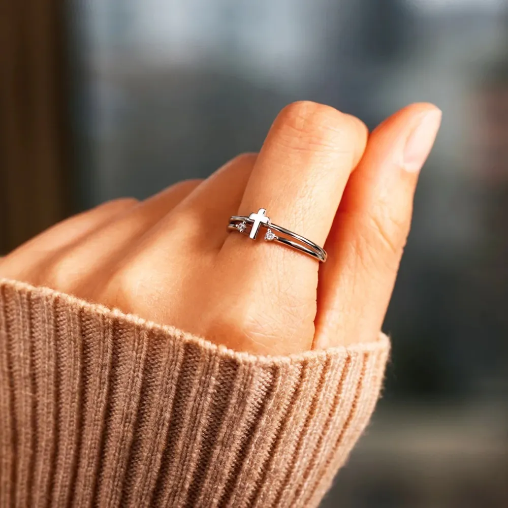 925 Sterling Silver Cross Ring, image 5