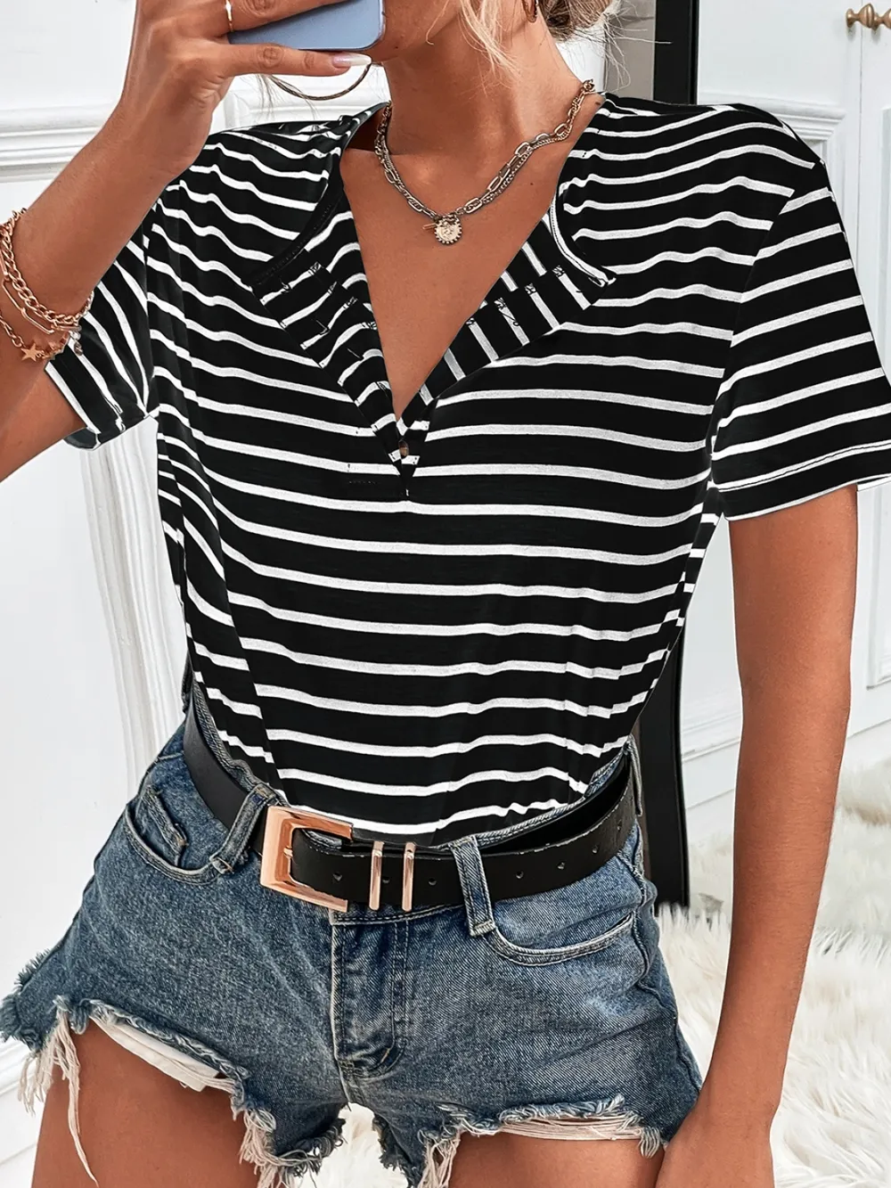 Striped Short Sleeve Top