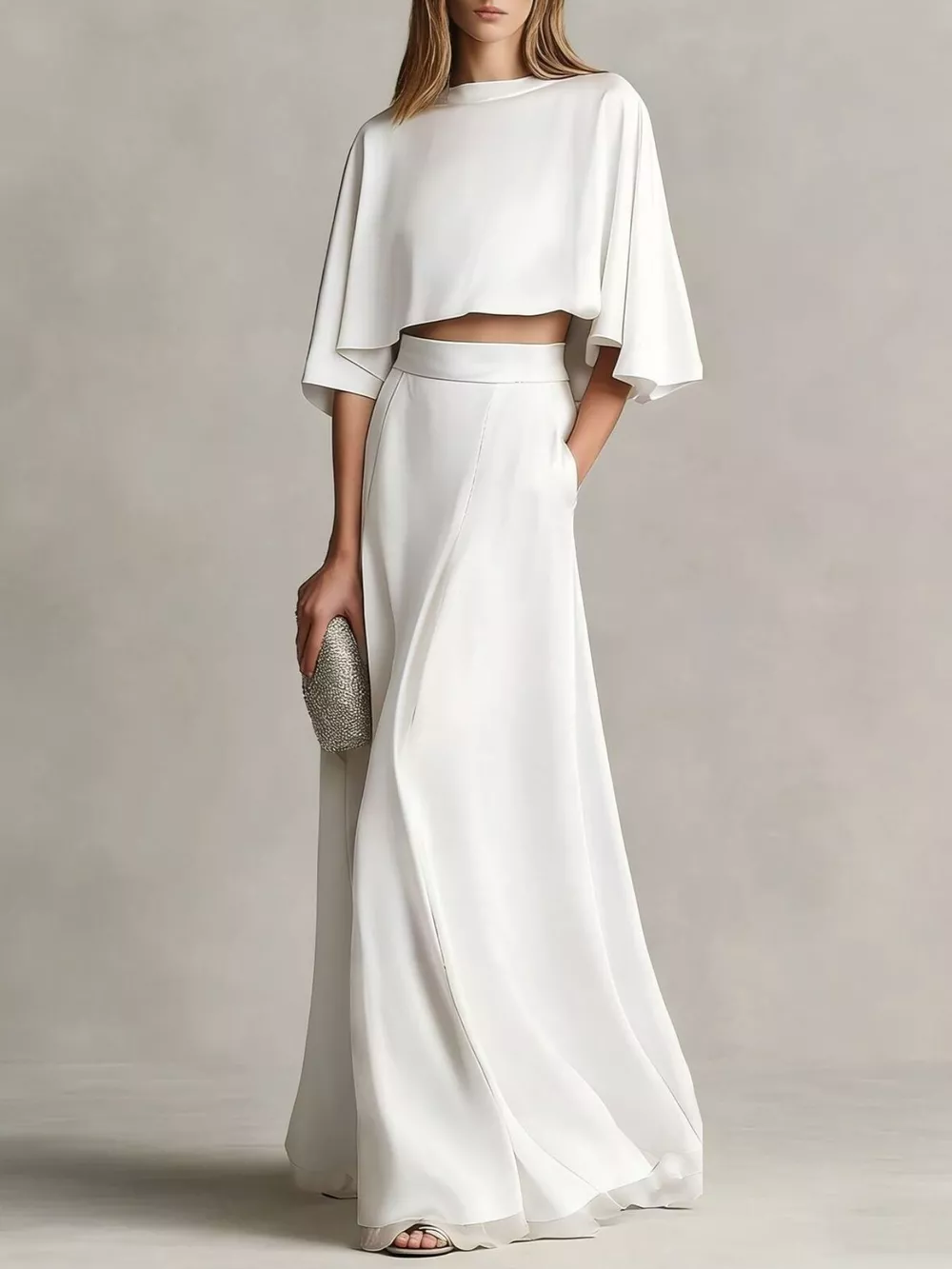 Full Size Satin Crop Top and Maxi Skirt Two-Piece Set Plus Size, image 8