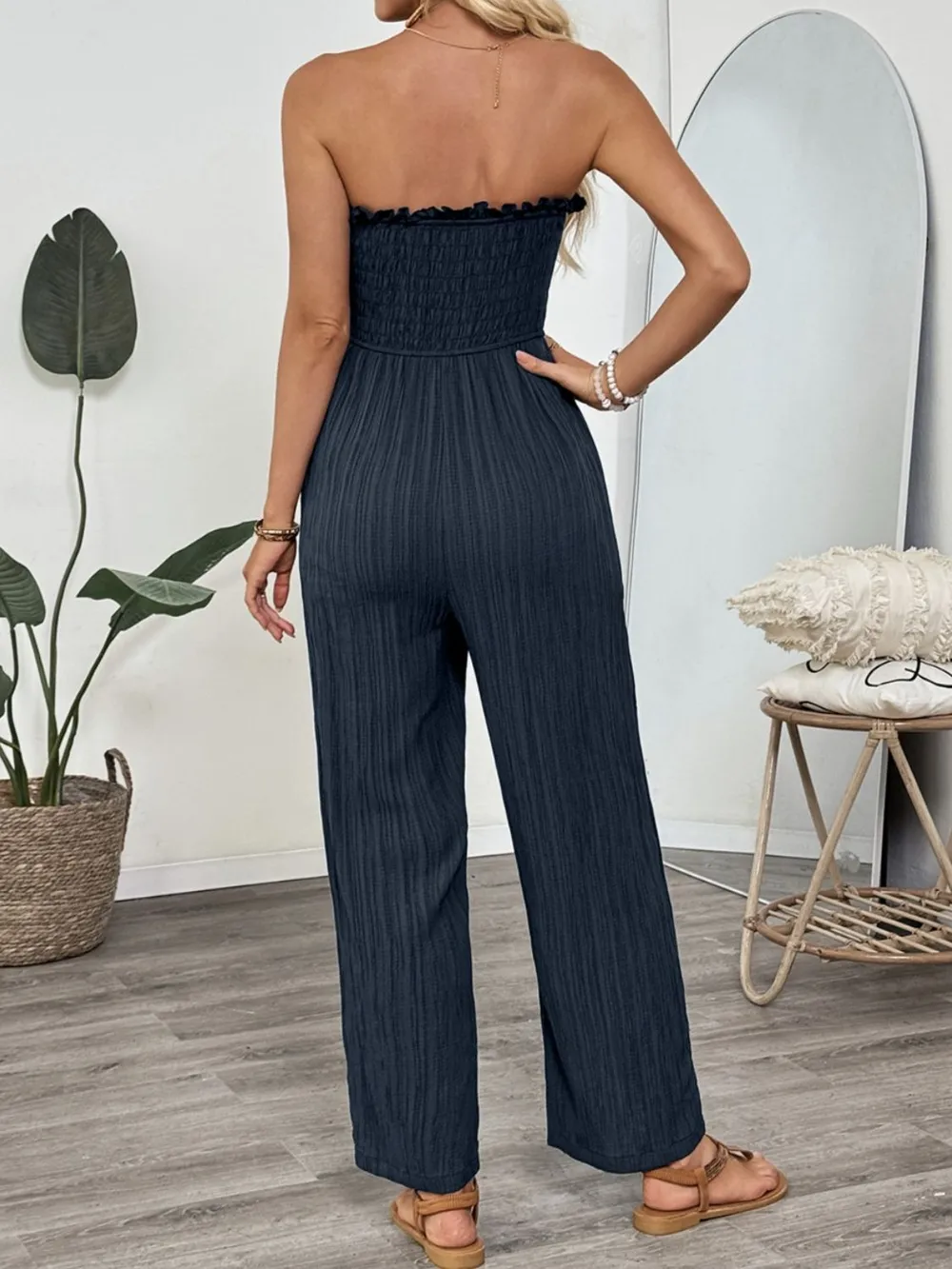 Smocked Tube Wide Leg Jumpsuit, image 6
