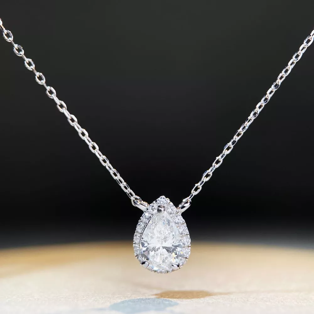 1.5 Carat 925 Sterling Silver Moissanite Teardrop Necklace, image 2