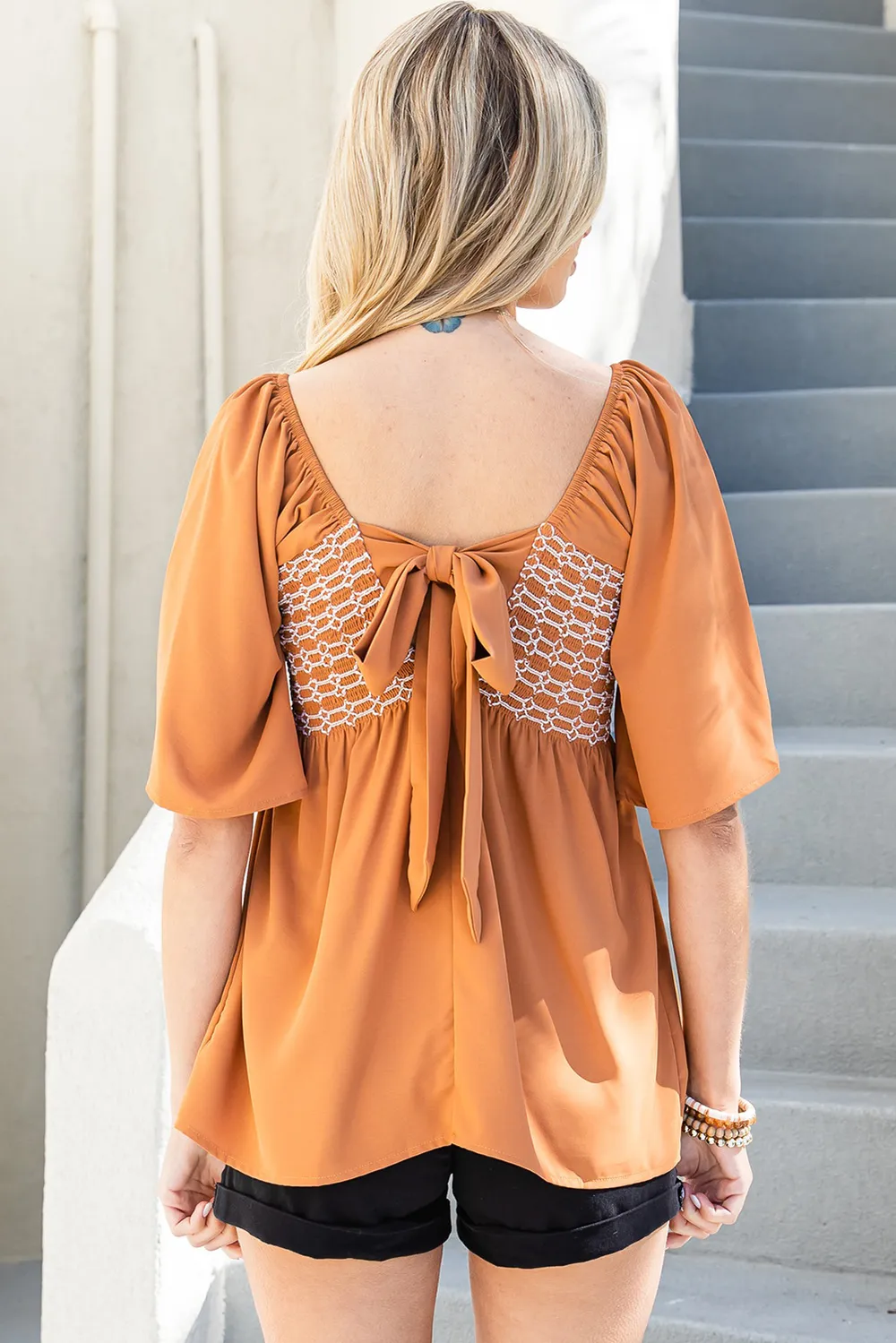 Tied Square Neck Half Sleeve Blouse, image 3