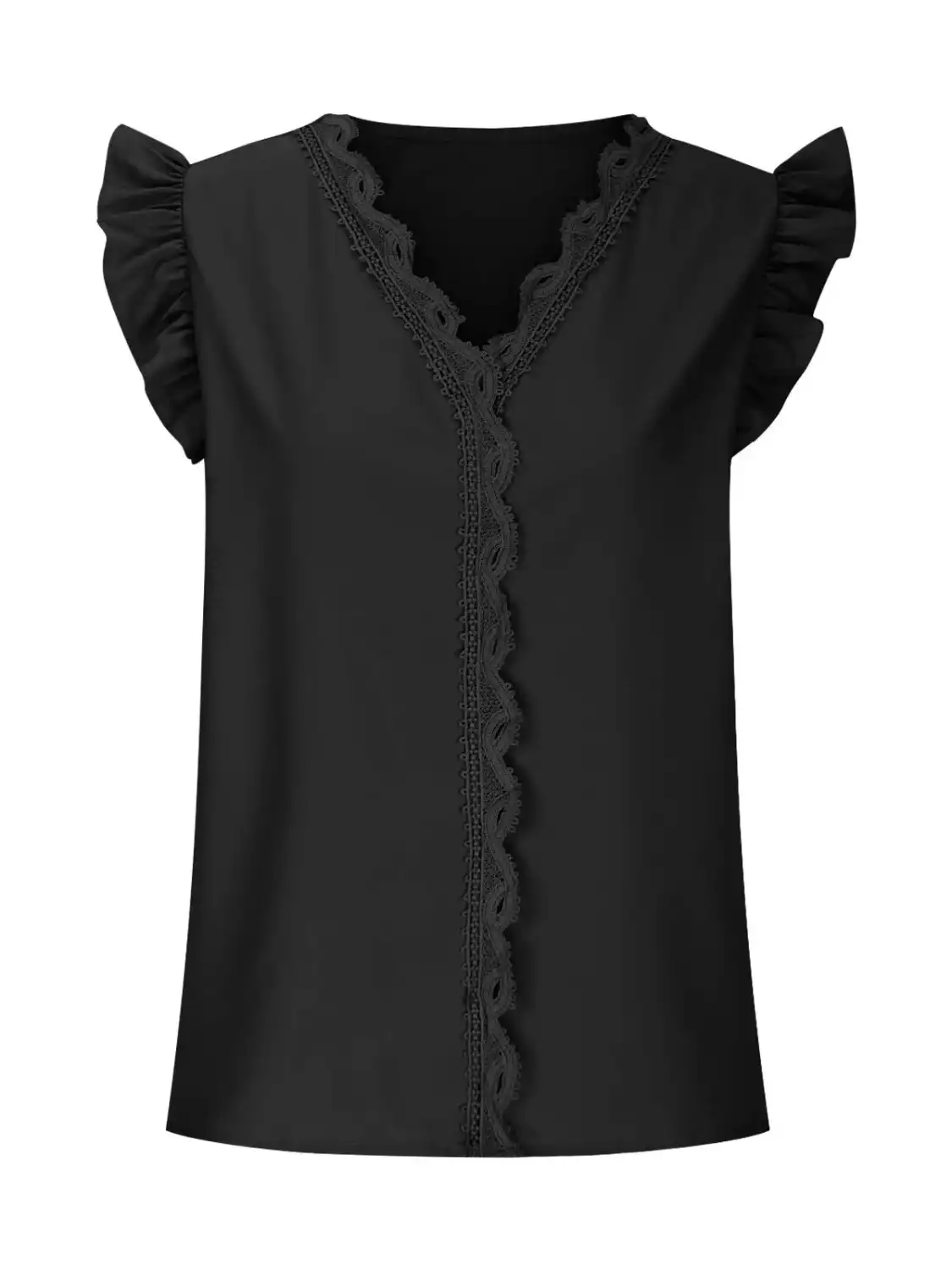 Lace Detail V-Neck Cap Sleeve Blouse, image 8