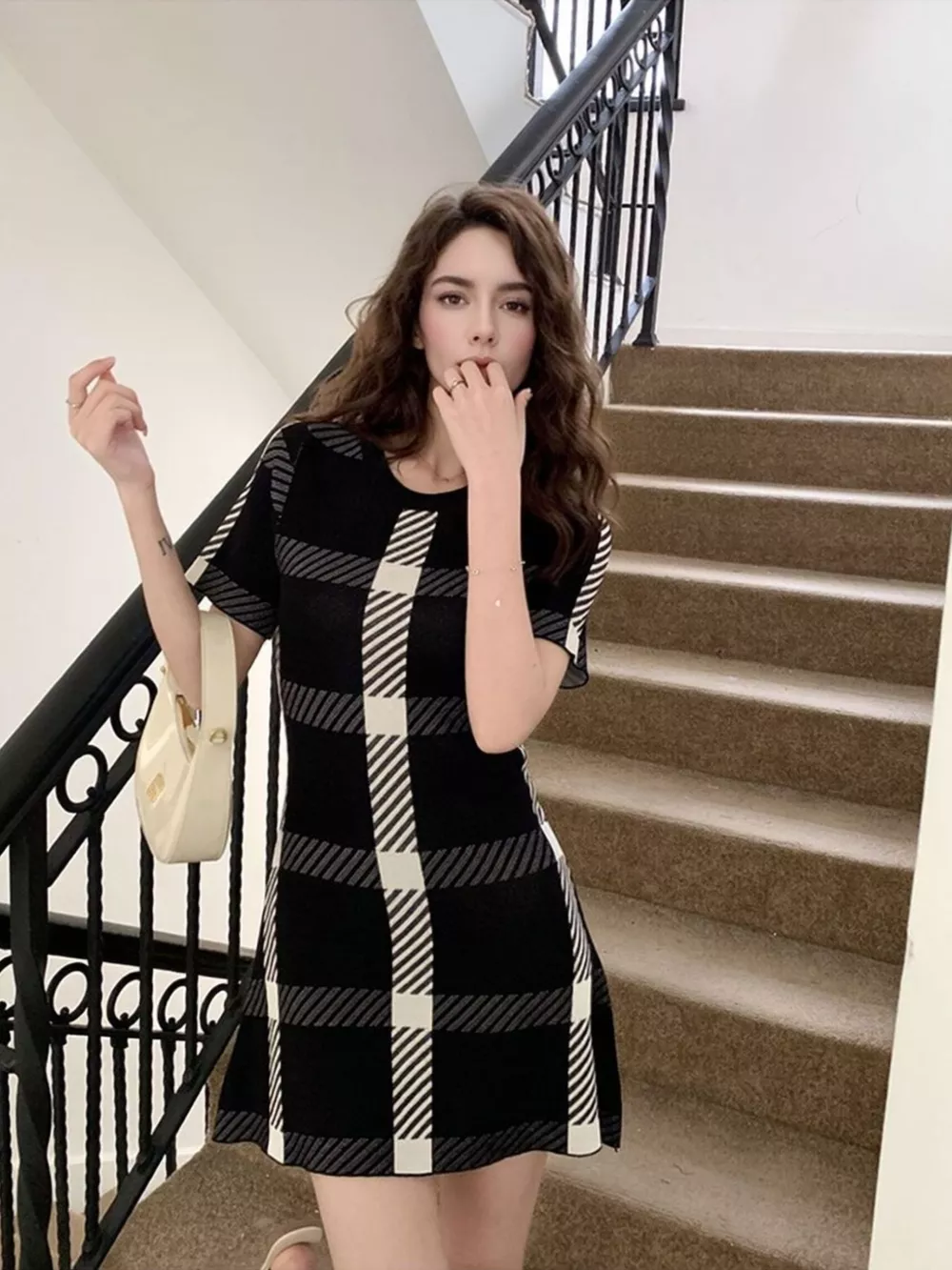 Plaid Short Sleeve Mini Dress, image 5