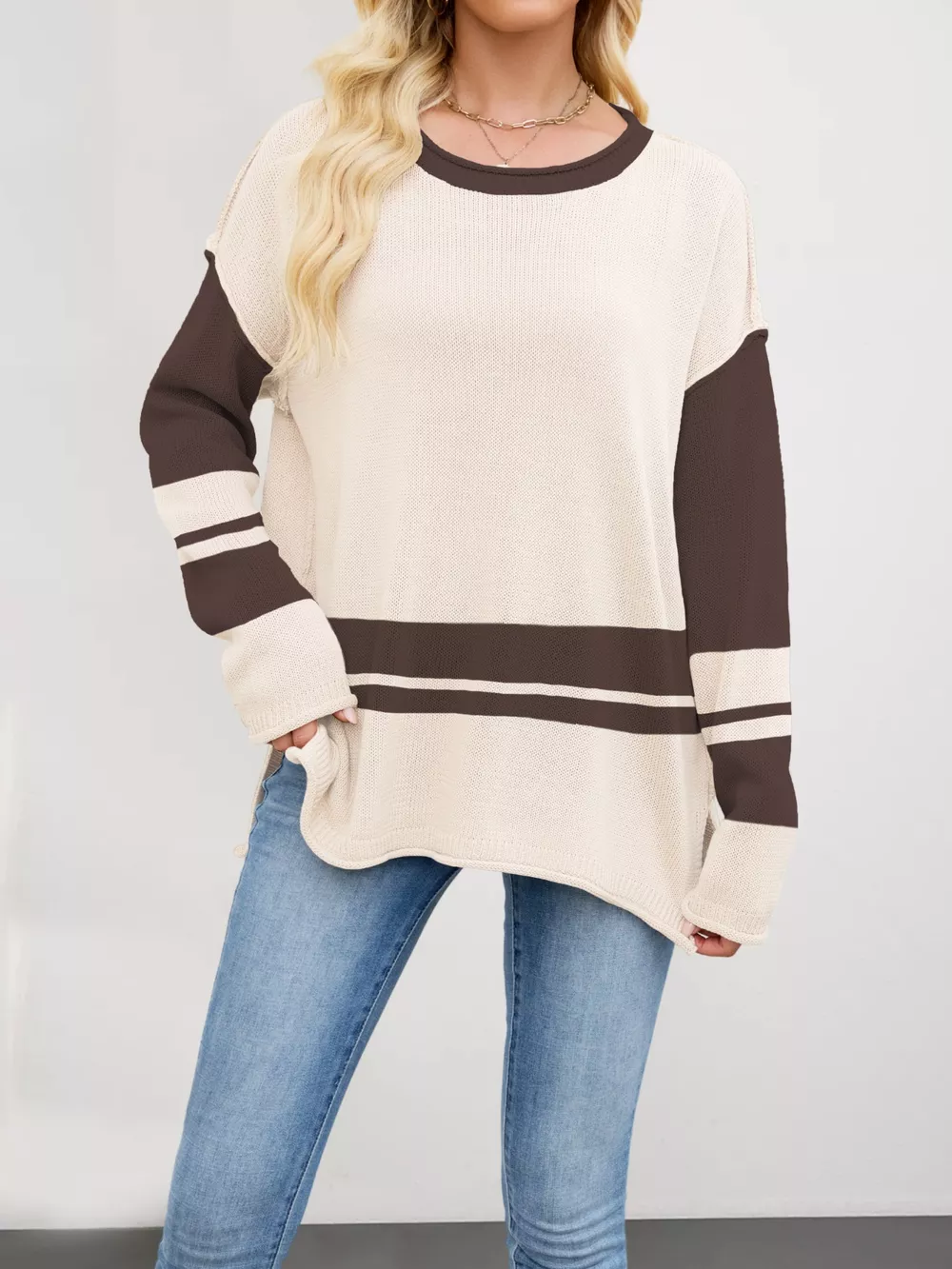 Color Block Side Slit Sweater, image 16