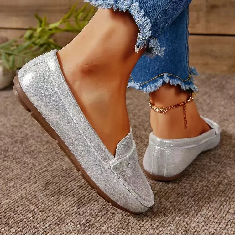 PU Leather Round Toe Flat Slip-Ons, image 5