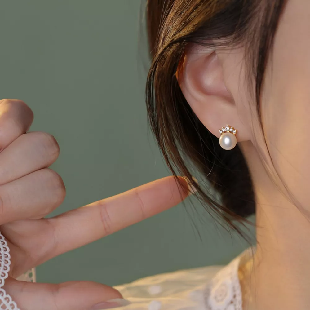 Freshwater Pearl Stud Earrings, image 6