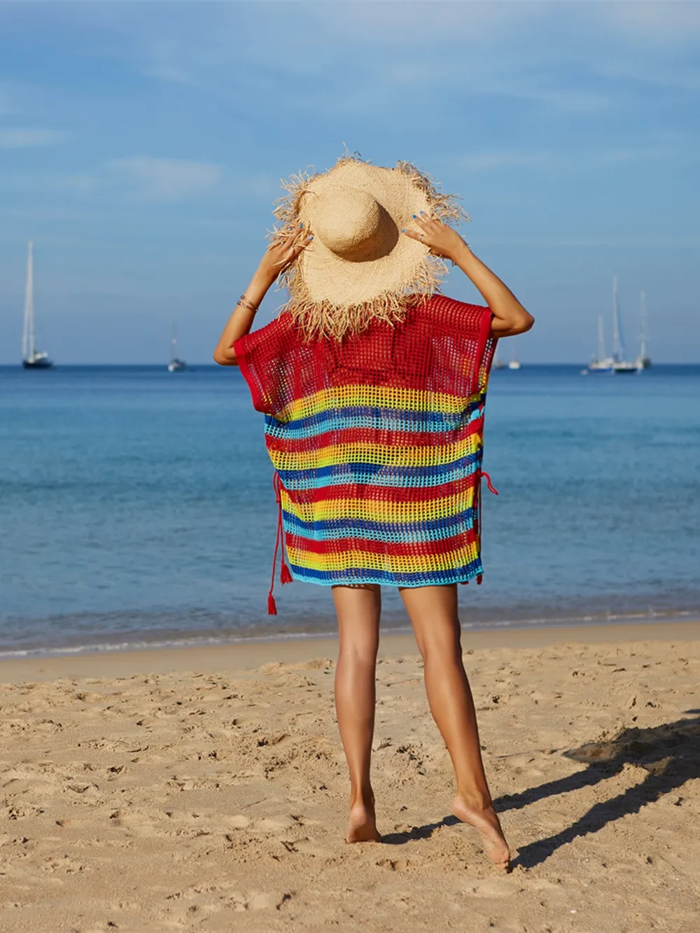 Cutout Striped Cover-Up with Tassel, image 19