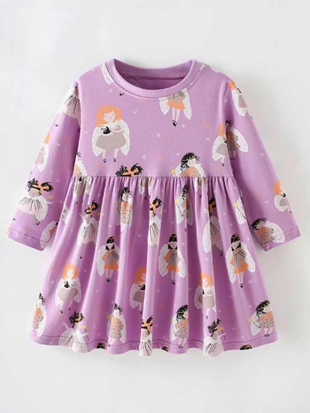 Children's Long Sleeve Cartoon Print Casual Dress, image 2