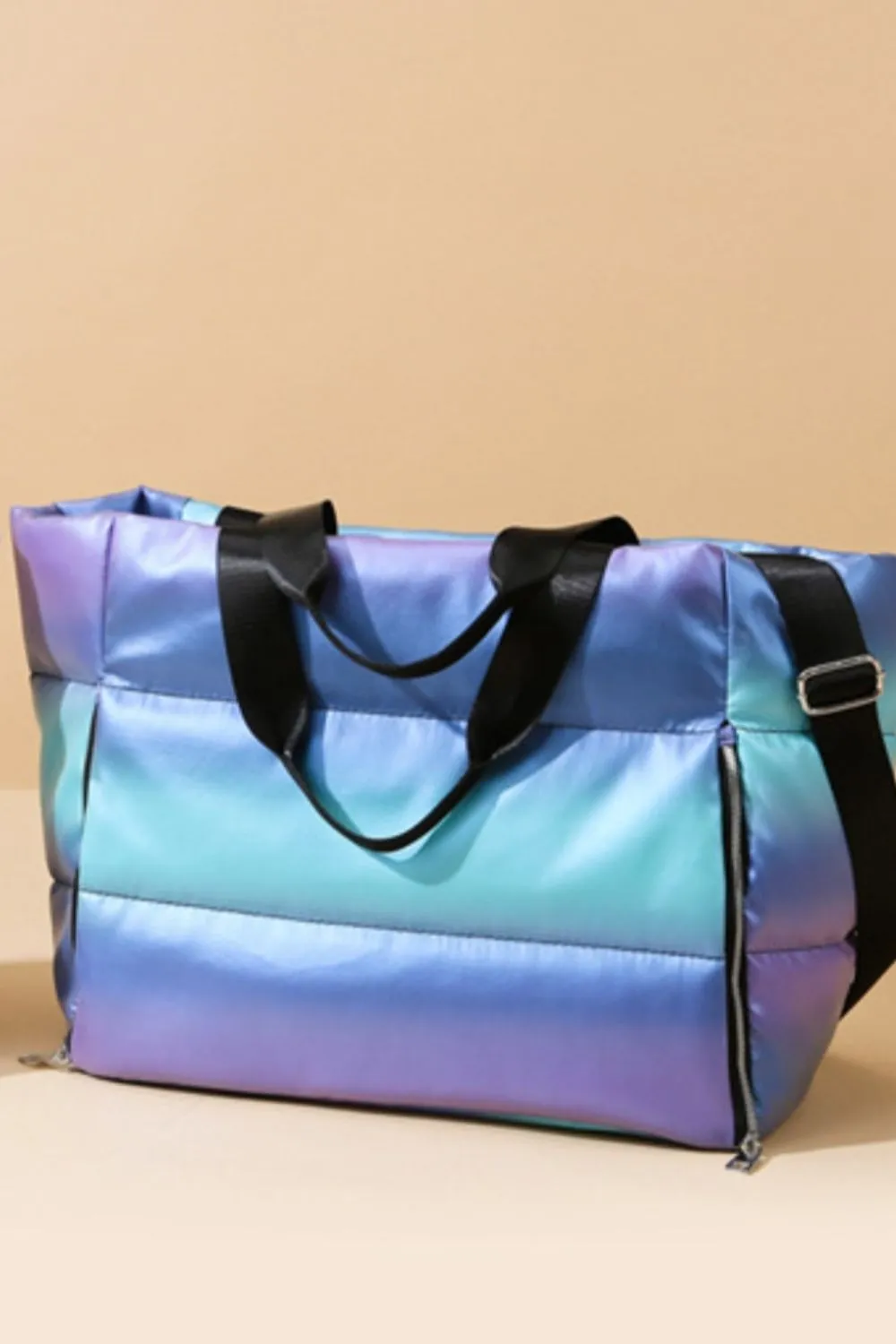 Gradient Quilted Travel Bag with Side Zippers, image 4