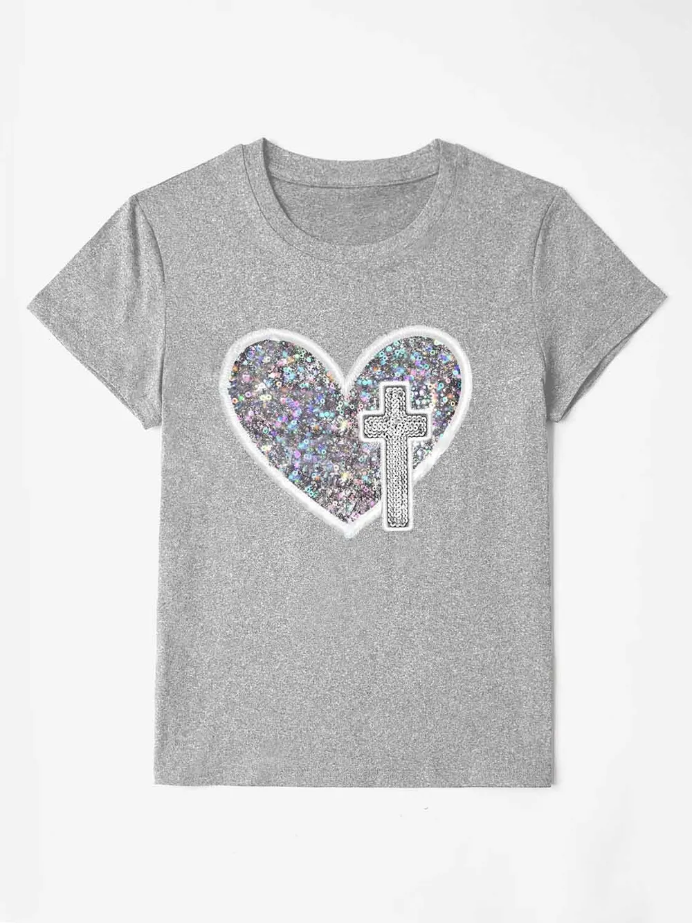 Graphic Heart Round Neck Short Sleeve T-Shirt, image 13
