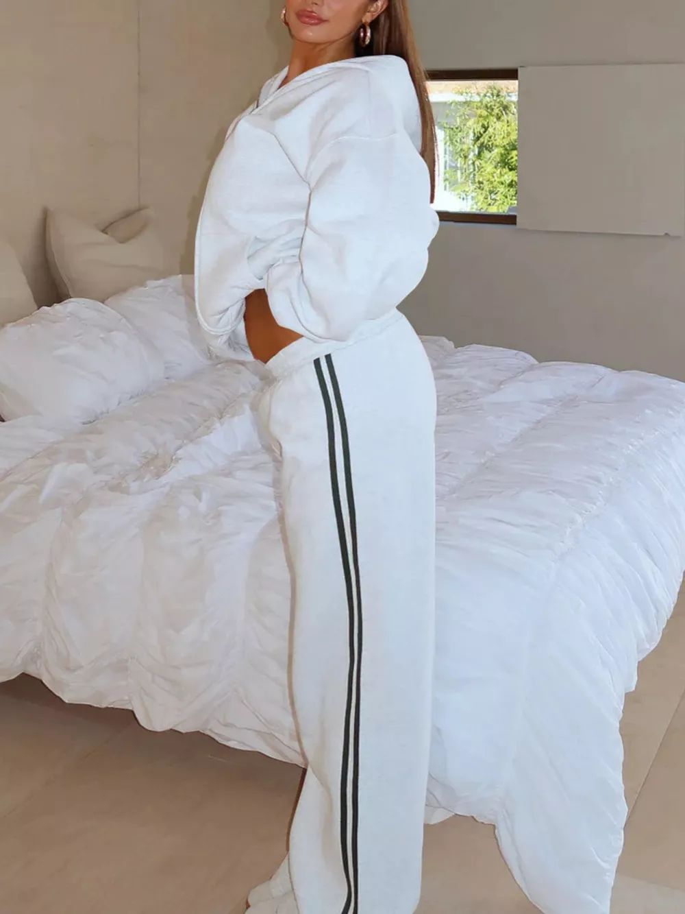 Zip Up Hoodie and Striped Pants Set, image 14