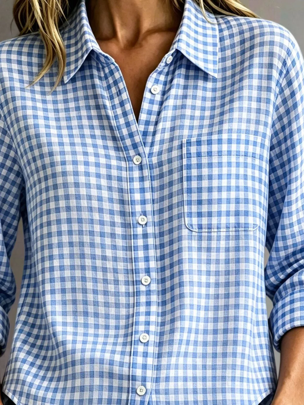 Gingham Button-Down Long Sleeve Shirt, image 4